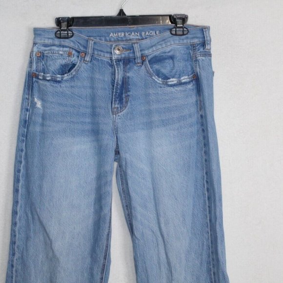 American Eagle womens jeans size 10 Long light wash denim 90s low rise straight - Picture 3 of 8